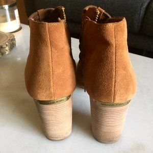 Michael Kors tan acorn ankle boots / open booties